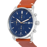 Buy Shop Fossil The Commuter Blue Dial Brown Leather Strap Watch for Men - FS5401 USA Online