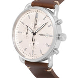 Buy Shop Fossil The Commuter White Dial Brown Leather Strap Watch for Men - FS5402 USA Online