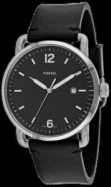 Buy Shop Fossil The Commuter Black Dial Black Leather Strap Watch for Men - FS5406 USA Online