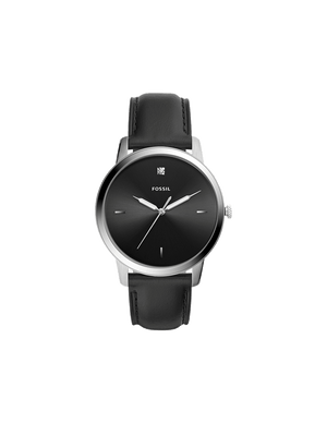 Buy Shop Fossil The Minimalist Carbon Series Black Dial Black Leather Strap Watch for Men - FS5497 USA Online