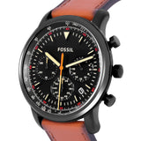 Buy Shop Fossil Goodwin Luggage Chronograph Black Dial Brown Leather Strap Watch for Men - FS5501 USA Online