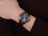 Buy Shop Fossil Garrett Chronograph Grey Dial Brown Leather Strap Watch for Men - FS5770 USA Online