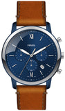 Buy Shop Fossil Neutra Chronograph Blue Dial Brown Leather Strap Watch for Men - FS5791 USA Online