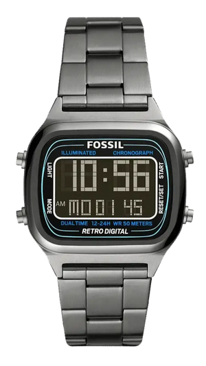Buy Shop Fossil Retro Digital Black Dial Black Steel Strap Watch for Men - FS5846 USA Online