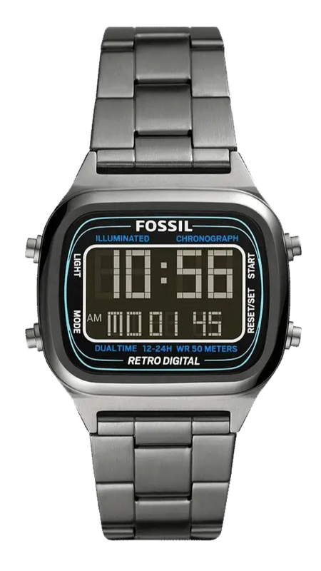 Buy Shop Fossil Retro Digital Black Dial Black Steel Strap Watch for Men - FS5846 USA Online