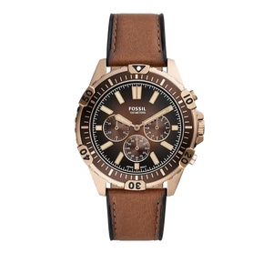 Buy Shop Fossil Garrett Chronograph Brown Dial Brown Leather Strap Watch for Men - FS5867 USA Online