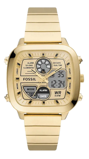 Buy Shop Fossil Retro Analog-Digital Gold Dial Gold Steel Strap Watch for Men - FS5889 USA Online
