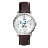 Buy Shop Fossil Neutra Minimalist Moonphase Silver Dial Brown Leather Strap Watch for Men - FS5905 USA Online