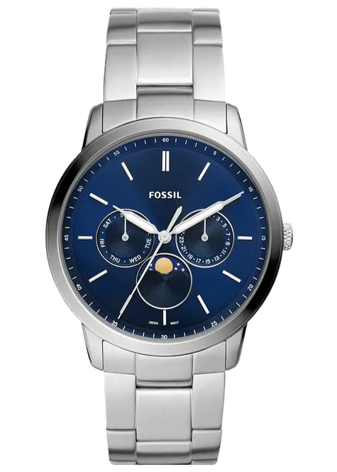 Buy Shop Fossil Neutra Minimalist Moonphase Blue Dial Silver Steel Strap Watch for Men - FS5907 USA Online