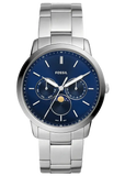 Buy Shop Fossil Neutra Minimalist Moonphase Blue Dial Silver Steel Strap Watch for Men - FS5907 USA Online