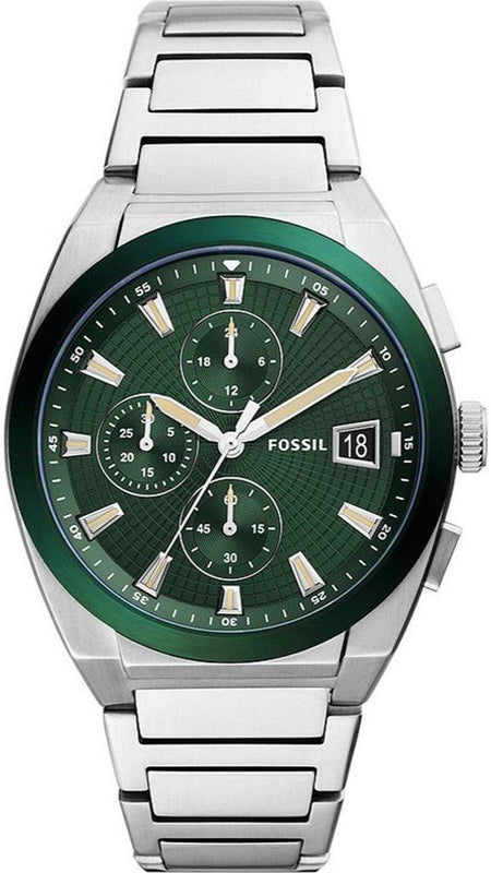Buy Shop Fossil Everett Chronograph Green Dial Silver Steel Strap Watch for Men - FS5964 USA Online