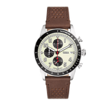 Buy Shop Fossil Sport Tourer Chronograph White Dial Brown Leather Strap Watch for Men - FS6042 USA Online