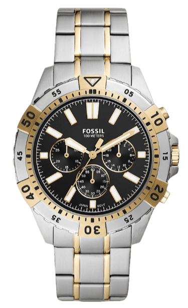 Buy Shop Fossil Garrett Analog Black Dial Two Tone Steel Strap Watch for Men - FS5771 USA Online