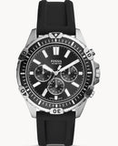Buy Shop Fossil Garrett Chronograph Black Dial Black Rubber Strap Watch for Men - FS5624 USA Online