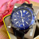 Buy Shop Fossil Garrett Chronograph Blue Dial Black Rubber Strap Watch for Men - FS5695 USA Online