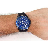 Buy Shop Fossil Garrett Chronograph Blue Dial Black Rubber Strap Watch for Men - FS5695 USA Online