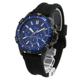 Buy Shop Fossil Garrett Chronograph Blue Dial Black Rubber Strap Watch for Men - FS5695 USA Online