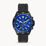 Buy Shop Fossil Garrett Chronograph Blue Dial Black Rubber Strap Watch for Men - FS5695 USA Online