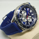 Buy Shop Fossil Garrett Chronograph Blue Dial Blue Rubber Strap Watch for Men - FS5709 USA Online
