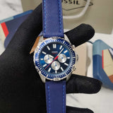 Buy Shop Fossil Garrett Chronograph Blue Dial Blue Rubber Strap Watch for Men - FS5709 USA Online