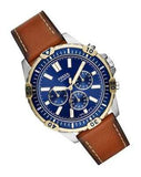 Buy Shop Fossil Garrett Chronograph Blue Dial Brown Leather Strap Watch for Men - FS5625 USA Online