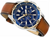 Buy Shop Fossil Garrett Chronograph Blue Dial Brown Leather Strap Watch for Men - FS5625 USA Online