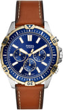 Buy Shop Fossil Garrett Chronograph Blue Dial Brown Leather Strap Watch for Men - FS5625 USA Online