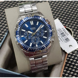 Buy Shop Fossil Garrett Chronograph Blue Dial Silver Steel Strap Watch for Men - FS5623 USA Online