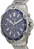 Buy Shop Fossil Garrett Chronograph Blue Dial Silver Steel Strap Watch for Men - FS5623 USA Online