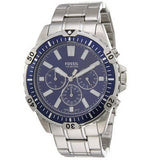 Buy Shop Fossil Garrett Chronograph Blue Dial Silver Steel Strap Watch for Men - FS5623 USA Online