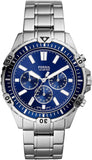 Buy Shop Fossil Garrett Chronograph Blue Dial Silver Steel Strap Watch for Men - FS5623 USA Online