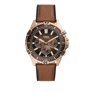 Buy Shop Fossil Garrett Chronograph Brown Dial Brown Leather Strap Watch for Men - FS5867 USA Online
