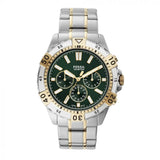 Buy Shop Fossil Garrett Chronograph Green Dial Two Tone Steel Strap Watch for Men - FS5622 USA Online