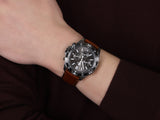 Buy Shop Fossil Garrett Chronograph Grey Dial Brown Leather Strap Watch for Men - FS5770 USA Online