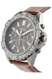 Buy Shop Fossil Garrett Chronograph Grey Dial Brown Leather Strap Watch for Men - FS5770 USA Online