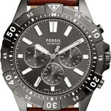 Buy Shop Fossil Garrett Chronograph Grey Dial Brown Leather Strap Watch for Men - FS5770 USA Online
