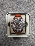 Fossil Garrett Chronograph Grey Dial Brown Leather Strap Watch for Men - FS5770