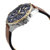 Buy Shop Fossil Garrett Chronograph Blue Dial Brown Leather Strap Watch for Men - FS5625 USA Online