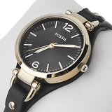 Buy Shop Fossil Georgia Black Dial Black Leather Strap Watch for Women - ES3148 USA Online