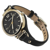 Buy Shop Fossil Georgia Black Dial Black Leather Strap Watch for Women - ES3148 USA Online