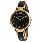 Buy Shop Fossil Georgia Black Dial Black Leather Strap Watch for Women - ES3148 USA Online