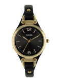 Buy Shop Fossil Georgia Black Dial Black Leather Strap Watch for Women - ES3148 USA Online