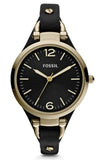 Buy Shop Fossil Georgia Black Dial Black Leather Strap Watch for Women - ES3148 USA Online