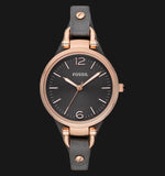Buy Shop Fossil Georgia Smoke Grey Dial Grey Leather Strap Watch for Women - ES3077 USA Online
