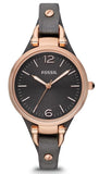 Buy Shop Fossil Georgia Smoke Grey Dial Grey Leather Strap Watch for Women - ES3077 USA Online