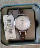 Buy Shop Fossil Georgia White Dial Brown Leather Strap Watch for Women - ES3060 USA Online