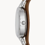 Buy Shop Fossil Georgia White Dial Brown Leather Strap Watch for Women - ES3060 USA Online