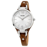 Buy Shop Fossil Georgia White Dial Brown Leather Strap Watch for Women - ES3060 USA Online