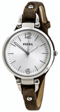 Buy Shop Fossil Georgia White Dial Brown Leather Strap Watch for Women - ES3060 USA Online