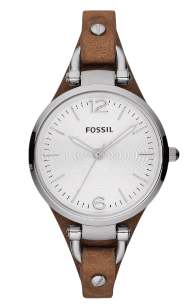 Buy Shop Fossil Georgia White Dial Brown Leather Strap Watch for Women - ES3060 USA Online